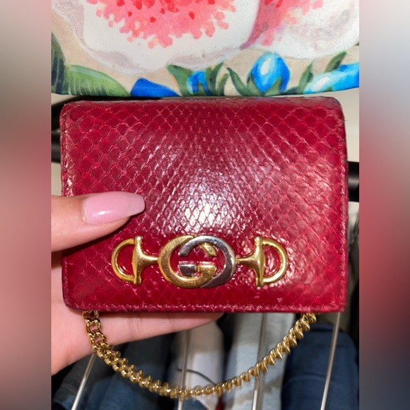 Gucci mini wallet on chain. Python wallet. Gucci red zumi. - Picture 8 of 11